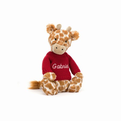 Jellycat Bashful Giraffe with Red Jumper Australia | 413972YIR